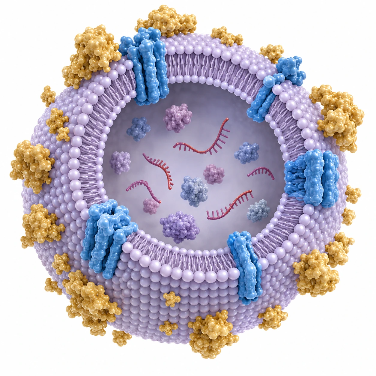 Illustration of a vesicle and associated proteins